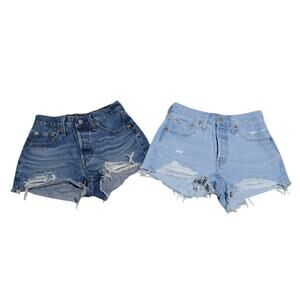 Levi's 501 Distressed Woman's High Waisted Shorty Jean Shorts Size 24
